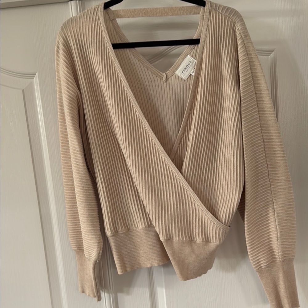 Wilfred Tan V-Neck Sweater Wrap Style